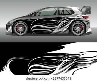 Car wrap vinyl racing decal ornament. Abstract curve striped sport background design print template. Vector illustration.