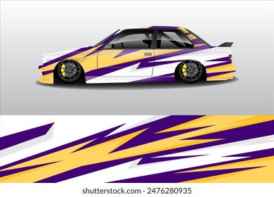 Car wrap vinyl racing sticker ornament. Vector abstract geometric lines background design print template.