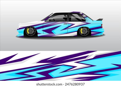 Car wrap vinyl racing sticker ornament. Vector abstract geometric lines background design print template.