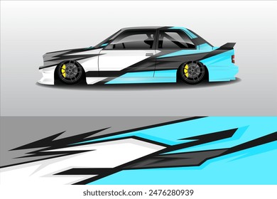 Car wrap vinyl racing sticker ornament. Vector abstract geometric lines background design print template.