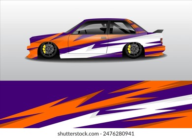 Car wrap vinyl racing sticker ornament. Vector abstract geometric lines background design print template.