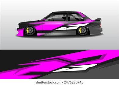 Car wrap vinyl racing sticker ornament. Vector abstract geometric lines background design print template.