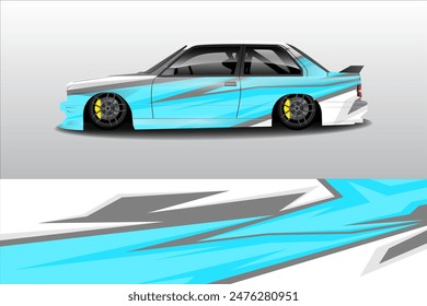 Car wrap vinyl racing sticker ornament. Vector abstract geometric lines background design print template.