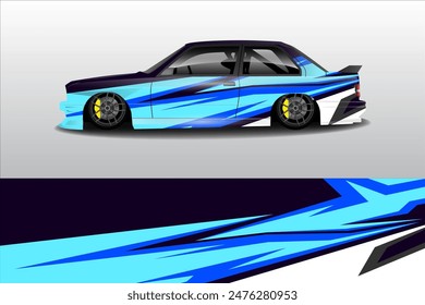 Car wrap vinyl racing sticker ornament. Vector abstract geometric lines background design print template.