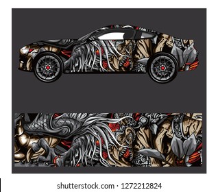 Car wrap.Barong Kemiren abstract strip for racing car wrap, sticker, and decal. vector eps 10 format. - Vector