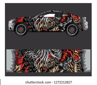 Car wrap.Barong Kemiren abstract strip for racing car wrap, sticker, and decal. vector eps 10 format. - Vector