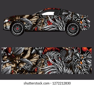 Car wrap.Barong Kemiren abstract strip for racing car wrap, sticker, and decal. vector eps 10 format. - Vector