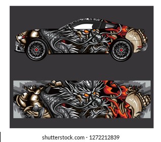 Car wrap.Barong Kemiren abstract strip for racing car wrap, sticker, and decal. vector eps 10 format. - Vector