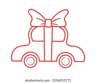 Car wrapped bow birthday scribble