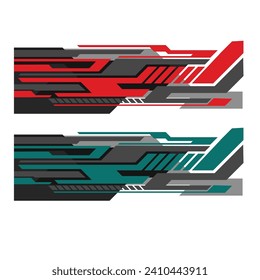 car wrapping decal template vector design. racing car body decals.
