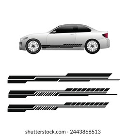 car wrapping decal template vector design. racing car body decals