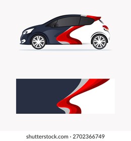 car wrapping red wave line style design