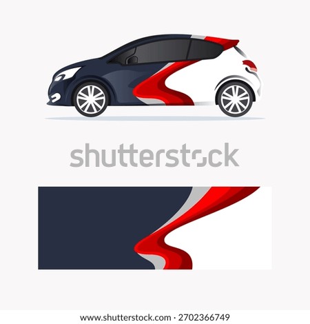 car wrapping red wave line style design