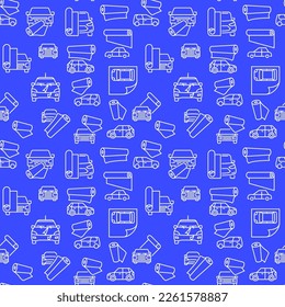 Car Wrapping Vehicle Detailing vector concept seamless pattern with blue background