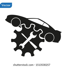 car wrench black simple icon on white background for web design