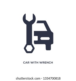 car with wrench icon. Simple element illustration from mechanicons concept. car with wrench editable symbol design on white background. Can be use for web and mobile.