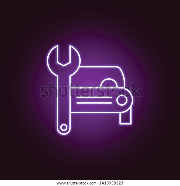 car wrench repair outline\
icon in neon style. Elements of car repair illustration in neon\
style icon. Signs and symbols can be used for web, logo, mobile\
app, UI, UX