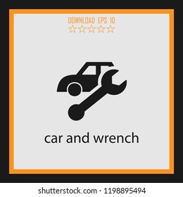 car and wrench  vector icon