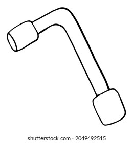 Car wrench. Vector illustration isolated on white background. Ideal for printing flyers, posters.Single element