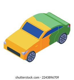 Car yellow paint icon isometric vector. Auto repair. Work painting