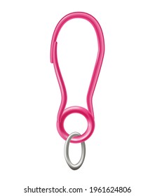 Carabiner clasp. Metal carabine for climbing rope link. Snap hook for bag, safety or protecting accessory. Claw clasp, climbing equipment