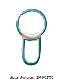 Carabiner clasp. Metal carabine for climbing rope link. Snap hook for bag, safety or protecting accessory. Claw clasp, climbing equipment