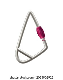 Carabiner clasp. Metal carabine for climbing rope link. Snap hook for bag, safety or protecting accessory. Claw clasp, climbing equipment