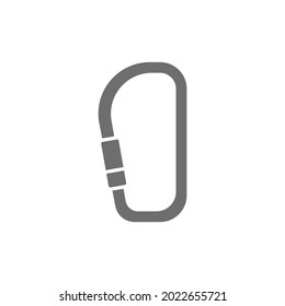 Carabiner, climbing equipment grey icon. Isolated on white background