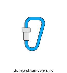 Carabiner Clip Icon In Color Icon, Isolated On White Background 