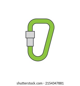 Carabiner Clip Icon In Color Icon, Isolated On White Background 