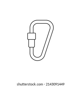 Carabiner Clip Icon Line Style Icon, Style Isolated On White Background