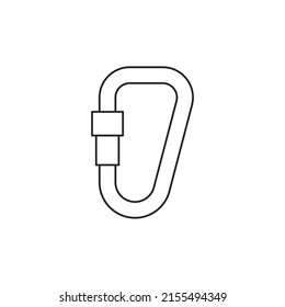 Carabiner Clip Icon Line Style Icon, Style Isolated On White Background