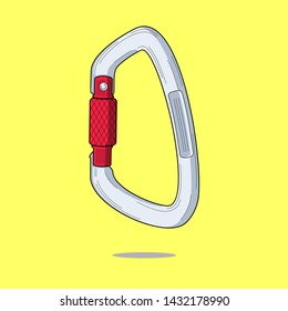 carabiner with flat style and yellow background