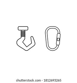 carabiner and hook icon design template isolated