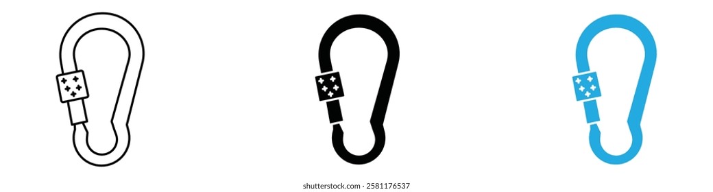 carabiner icon black white vector outline