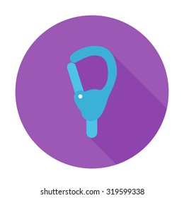Carabiner icon. Flat vector related icon with long shadow for web and mobile applications. It can be used as - logo, pictogram, icon, infographic element. Vector Illustration.