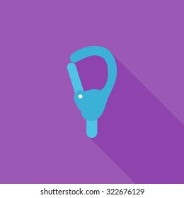 Carabiner icon. Flat vector related icon with long shadow for web and mobile applications. It can be used as - logo, pictogram, icon, infographic element. Vector Illustration.