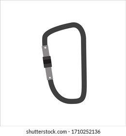 Carabiner icon. Hiking and mountaineering safety equipment. Rock climbing gear.