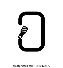 Carabiner icon. Industrial climber carabine icon isolated on white background. Vector illustration