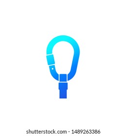carabiner icon on white, vector