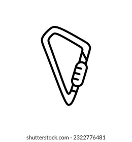 Carabiner icon in outline mode. Vector illustration of summer camping equipment in trendy style. Editable graphic resources for many purposes.