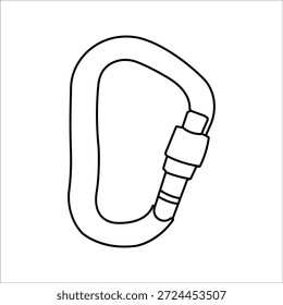 Icono de mosquetón. Gancho de seguridad o mosquetón. Ilustración vectorial sobre fondo blanco.