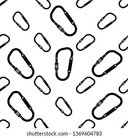 Icono De Carabiner Patrón Sin Marea, Icono De Karabiner, Bucle De Metal Con Una Ilustración De Arte Vector De Puerta Con Primavera
