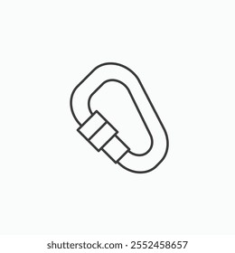 Karabiner-Symbol im Stil einer schwarzen Linie.