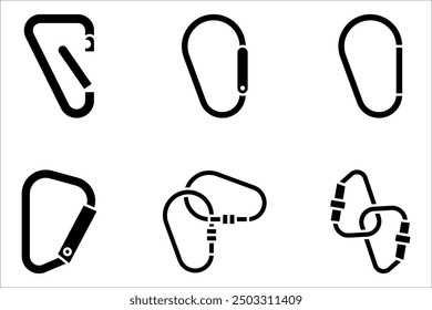 Carabiner icon set. Safety hook or carabiner hook. vector illustration on white background