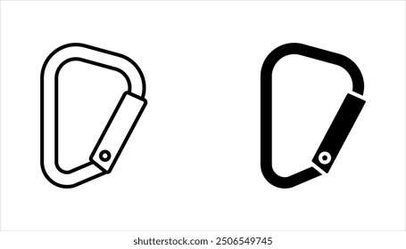 Carabiner icon set. Safety hook or carabiner hook. vector illustration on white background