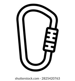 Carabiner icon set with screw lock mechanism on a white background