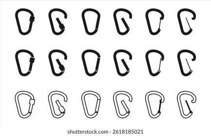 carabiner icon set vector illustration isolated on white background.