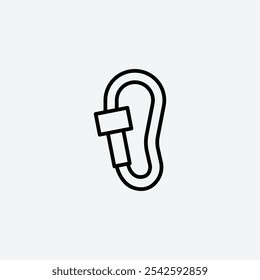 Carabiner icon in stroke line.