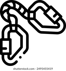 icono mosquetón. Diseño De Estilo Lineal Delgado Aislado Sobre Fondo Blanco
